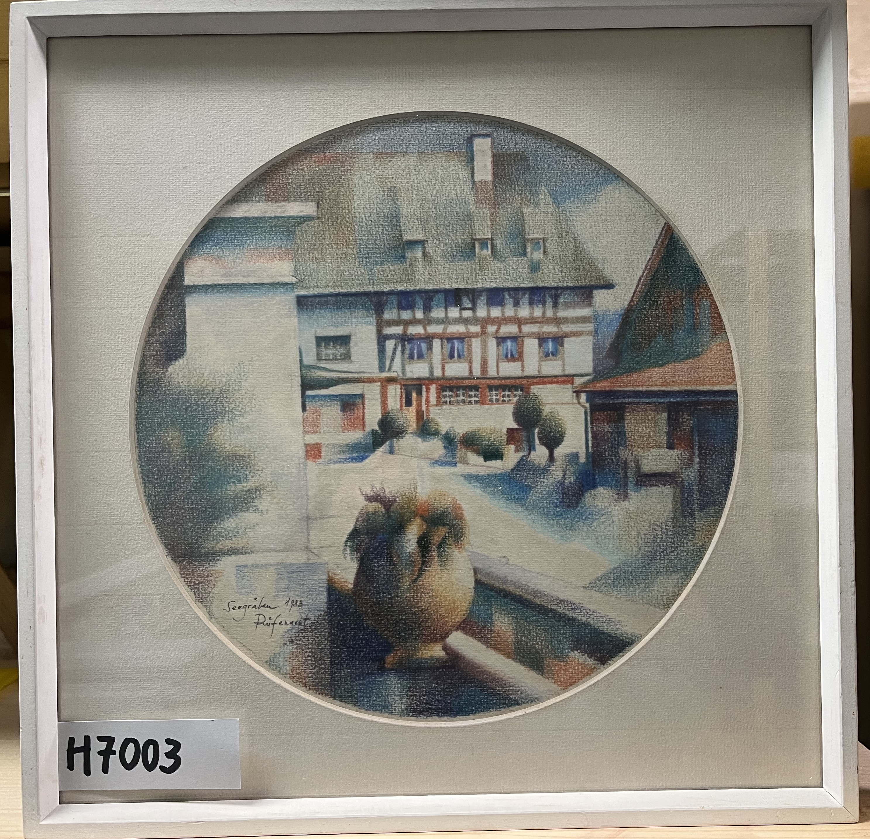 Foto oder Abbildung des Sammlungsobjekts „Farbstiftzeichnung «Seegräbner Idylle I»“