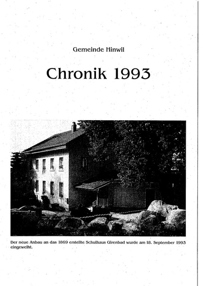 Foto des Mediums (Einband) von „1993 Jahreschronik Hinwil Kurzfassung“