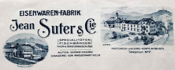 Briefkopf Firma Suter, 1912