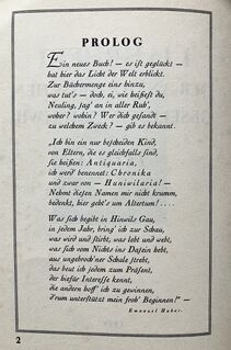 Prolog im ersten Jahrheft (1928) der antiquarischen Gesellsch. Hinwil
