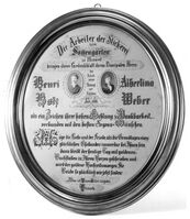 Gedenkblatt zur Hochzeit von Henri Hotz und Albertina Weber, 1888
