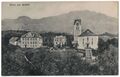 Kirche, Pfarrhaus und Schulhaus auf einer Ansichtskarte von 1928
