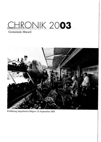 Foto des Mediums (Einband) von „2003 Jahreschronik Hinwil Kurzfassung“