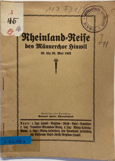 Foto des Mediums (Einband) von „Rheinland-Reise des Männerchor Hinwil“
