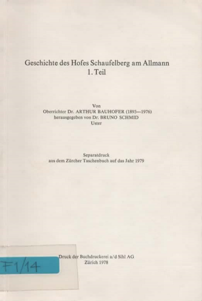 Foto des Mediums (Einband) von „Geschichte des Hofes Schaufelberg am Allmann“