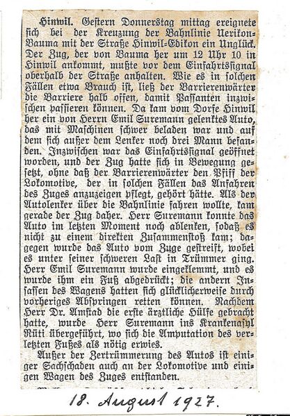 Datei:19270818 Unfall Emil Suremann, Gemeindechronik1927.jpg