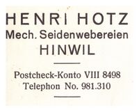 Briefkopf Henri Hotz Mech. Seidenwebereien