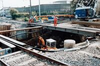 Bau Strassenunterführung Untere Bahnhofstrasse, 1989
