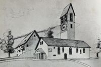 Reformierte Kirche Hinwil (Vorgängerbau), anonyme Zeichnung 1741