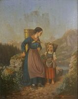 Heinrich Rottensweiler (1834–1893) Mutter und Kind im Gebirge