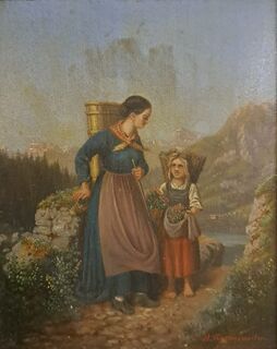 Heinrich Rottensweiler (1834–1893) Mutter und Kind im Gebirge