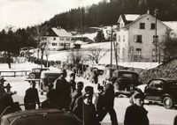 Gäste an der Schweizer Meisterschaft im Zweierbob, Girenbad, 1951