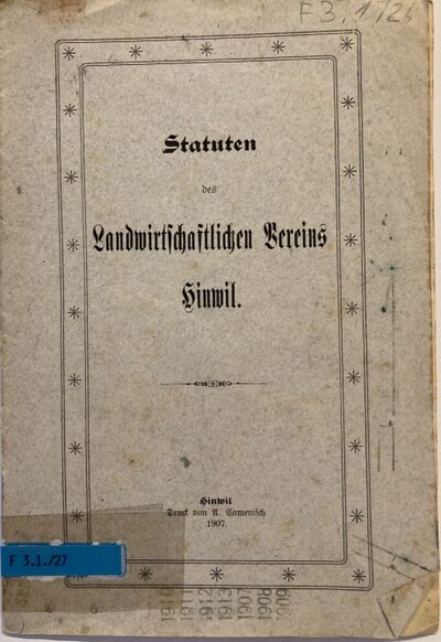 Foto des Mediums (Einband) von „Statuten des Landwirtschaftlichen Vereins Hinwil“