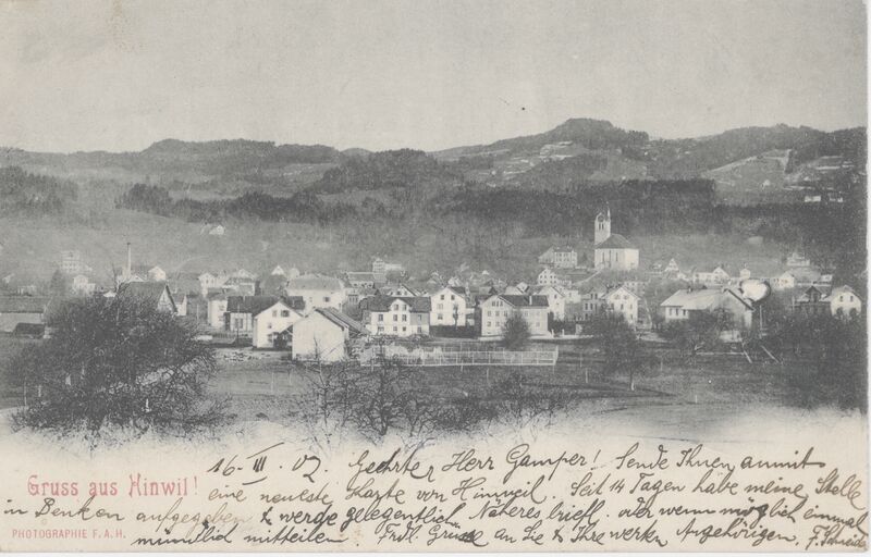 Datei:19020316 Ansichtskarte Hinwil von Südwesten.jpg