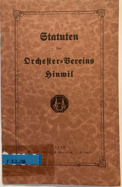 Foto des Mediums (Einband) von „Statuten des Orchester-Vereins Hinwil“