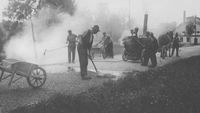 Dürntnerstrasse beim Weiler Loch, Teerungsarbeiten, 1926