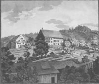 Kurhaus Girenbad, 1812. Kopie d. Aquatinta v. Franz Hegi (1774–1850)