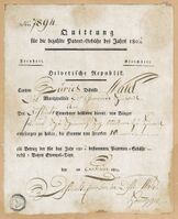 Quittung aus der Zeit der Helvetischen Republik, 1803