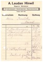 Quittung für einen Kinderwagen, A. Laudan Hinwil, undatiert