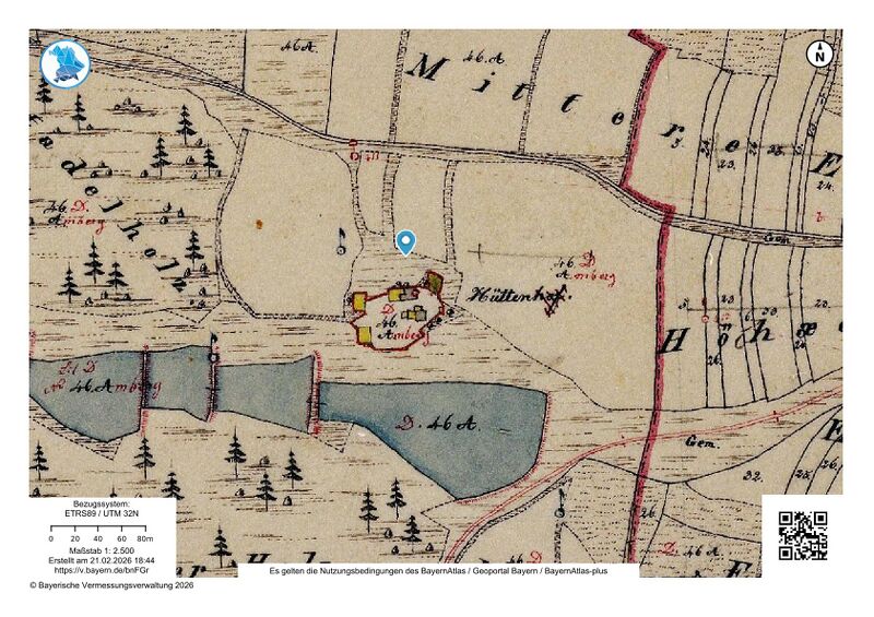 Datei:Hüttenhof (Fensterbach) Uraufnahme 1834.jpg