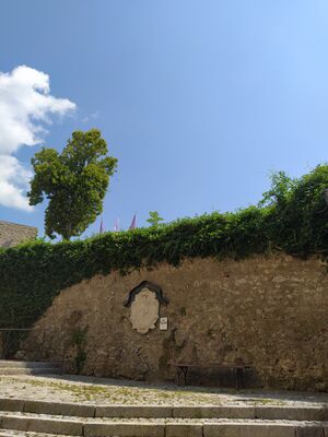 Heutiger Rest der Stadtmauer unterhalb des Burggartens.