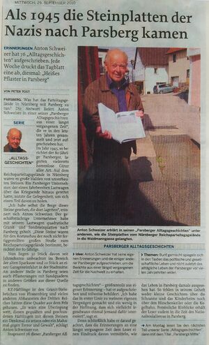 Zeitungsartikel Neumarkter Tagblatt vom 29. September 2010