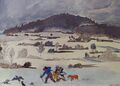 Im Schnee, Gouache, Walter Scheidemandel (1981)