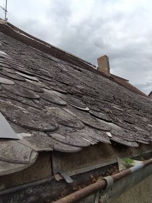 Dachdeckung mit "gezwickten Taschen" im Lupburger Ortsteil See