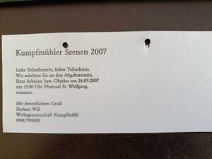 Einladungskarte Kumpfmühler Szenen 2007 - Rückseite