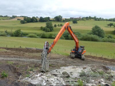 Soil nailing in progress, July 2017.