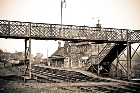 Station and original footbridge pre-preservation