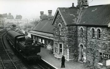 1959: Highley, southbound ex-GWR Pannier 3601 with a passenger service