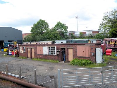 The former goods yard Shunters' Cabin now used by diesel group volunteers