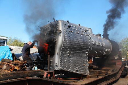 Test of 43106's boiler outside the boiler works (K. Wilkinson)
