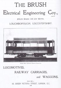 Brush Company advertisement featuring one of the first Kidderminster tram cars.