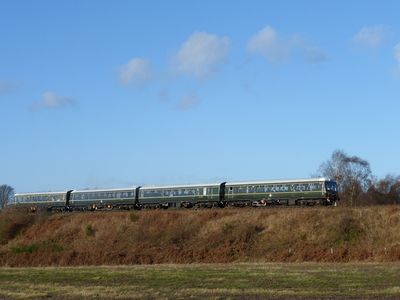 2014: Class 108 DMU at Safari Park Curve with a Santa service