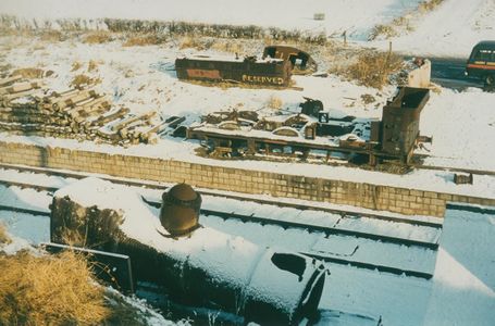 Ex-GWR 0-6-0PT 3612's boiler on Eardington platform, minus chimney, frames, cab roof and tanks in the yard