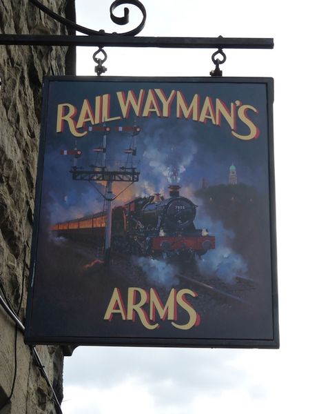 Railwayman's Arms sign featuring 7802 Bradley Manor