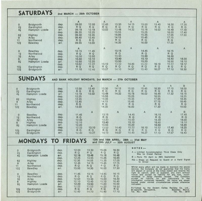 Severn Valley Railway Timeline 1974 - SVR Wiki