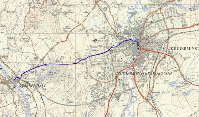 The route of the proposed extension in blue, with the existing system in red (see also map above)