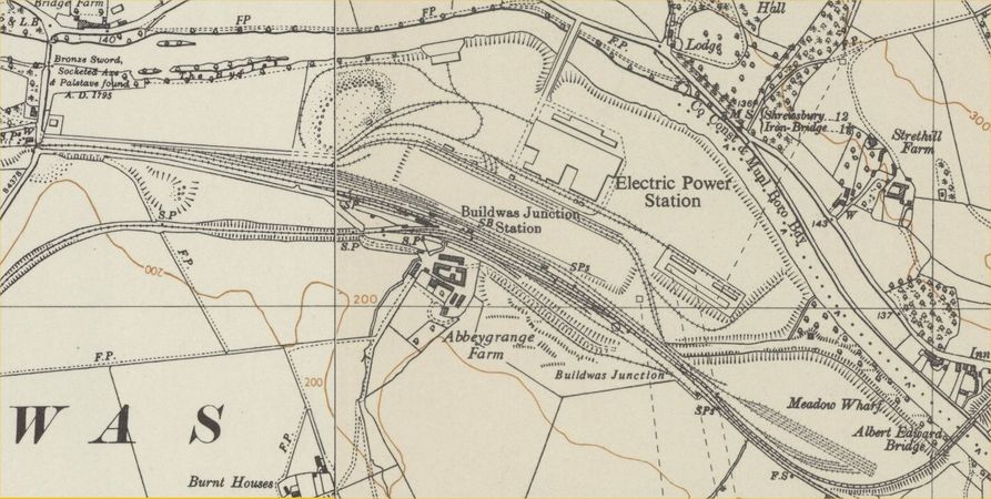 1954 OS map showing the power station and sidings