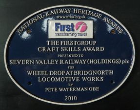 The wheel drop award on display in the Loco Works