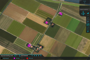 Water Overlay with a configured flood threshold of 0.5m and a impact range of 3m.