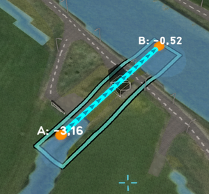 A pump consisting of one line area, with one entry point for the lower and one for the upper Water level areas. It only used a single cell to subtract water from, which might not be enough.
