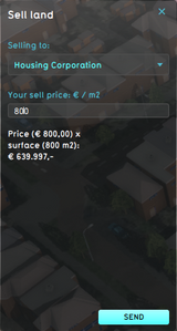 One Stakeholder providing a price per square meter price for the land the Stakeholder wants to sell.
