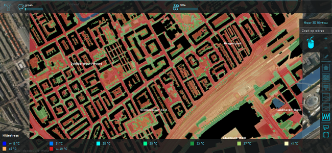 Tygron Model showing the heat stress